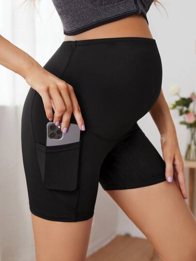 Women's New Single-Piece Shorts Stylish Maternity Black Three-Quarter-Length Pants
