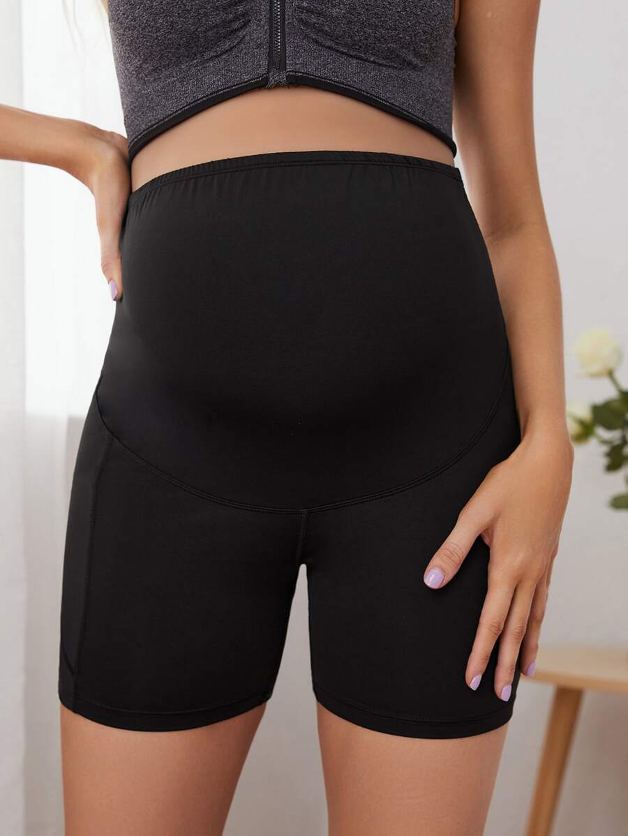 Women's New Single-Piece Shorts Stylish Maternity Black Three-Quarter-Length Pants
