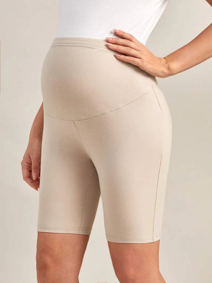 Maternity Wide Waistband Biker Shorts - High Stretch Pregnancy Activewear
