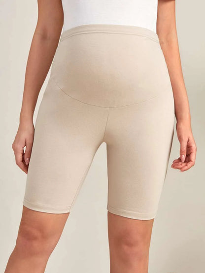 Maternity Wide Waistband Biker Shorts - High Stretch Pregnancy Activewear