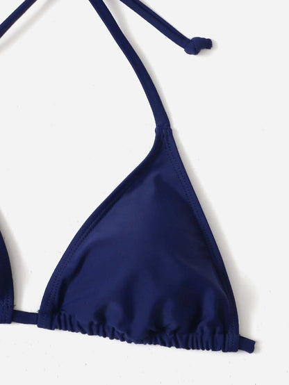 Women's 2-Piece Halter Bikini Set - Leopard & Floral Print, Tie Side, Triangle Cup, Multicolor