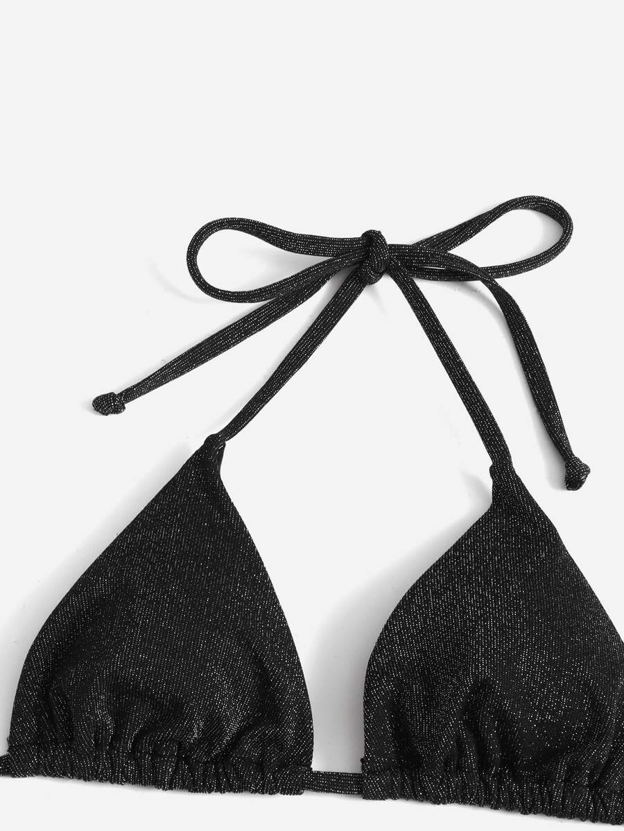Swim Vcay Summer Beach Sparkly Glitter Halter Triangle Bikini