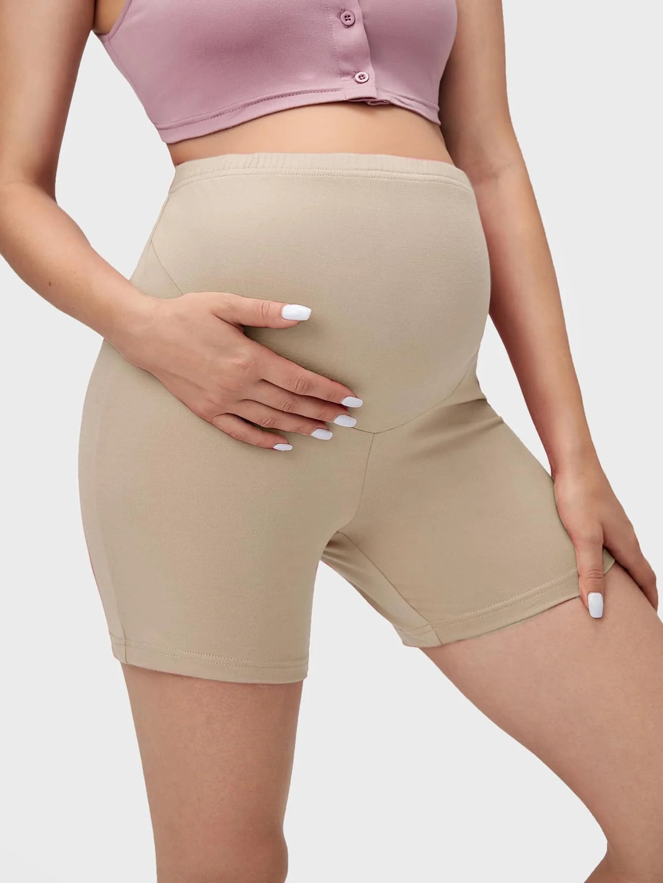 Wideband Waist Maternity Biker Shorts - Comfortable Pregnancy Fit