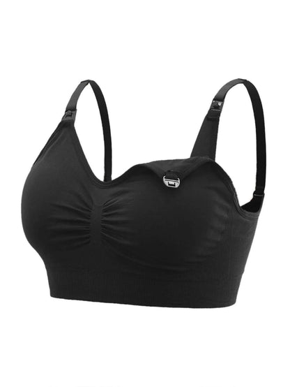 5-Pack Maternity Nursing Bra Set Women Solid Ruched Comfortable Breastfeeding Support Bra