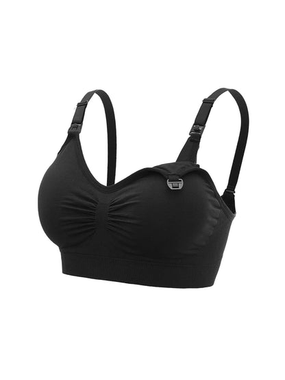 5-Pack Maternity Nursing Bra Set Women Solid Ruched Comfortable Breastfeeding Support Bra