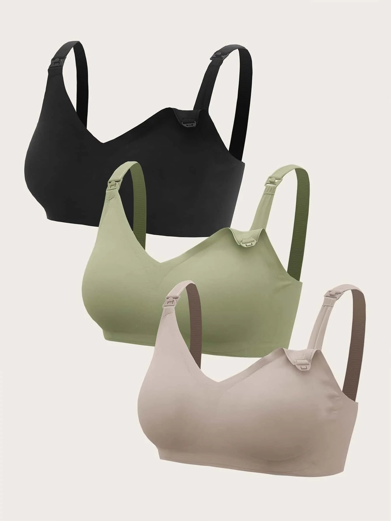 3-Pack Maternity Nursing Bra Set Women Solid Color Comfortable Breastfeeding Support Bra Set