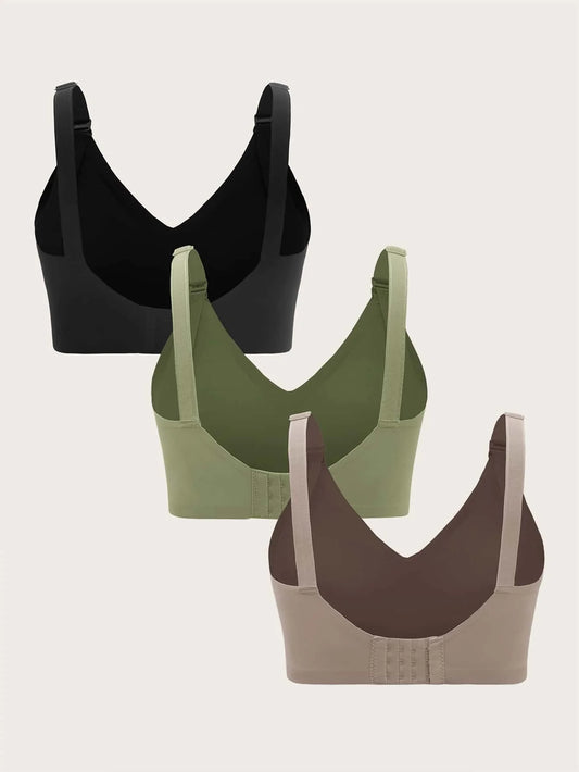 3-Pack Maternity Nursing Bra Set Women Solid Color Comfortable Breastfeeding Support Bra Set