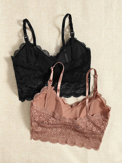 Maternity Bralette 2 Pack - Floral Lace Wireless Lingerie Soft Stretch Nursing, Pregnancy Postpartum