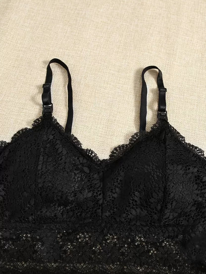 Maternity Bralette Set 2 Pack - Floral Lace Wireless Comfortable Breastfeeding, Nursing Bra