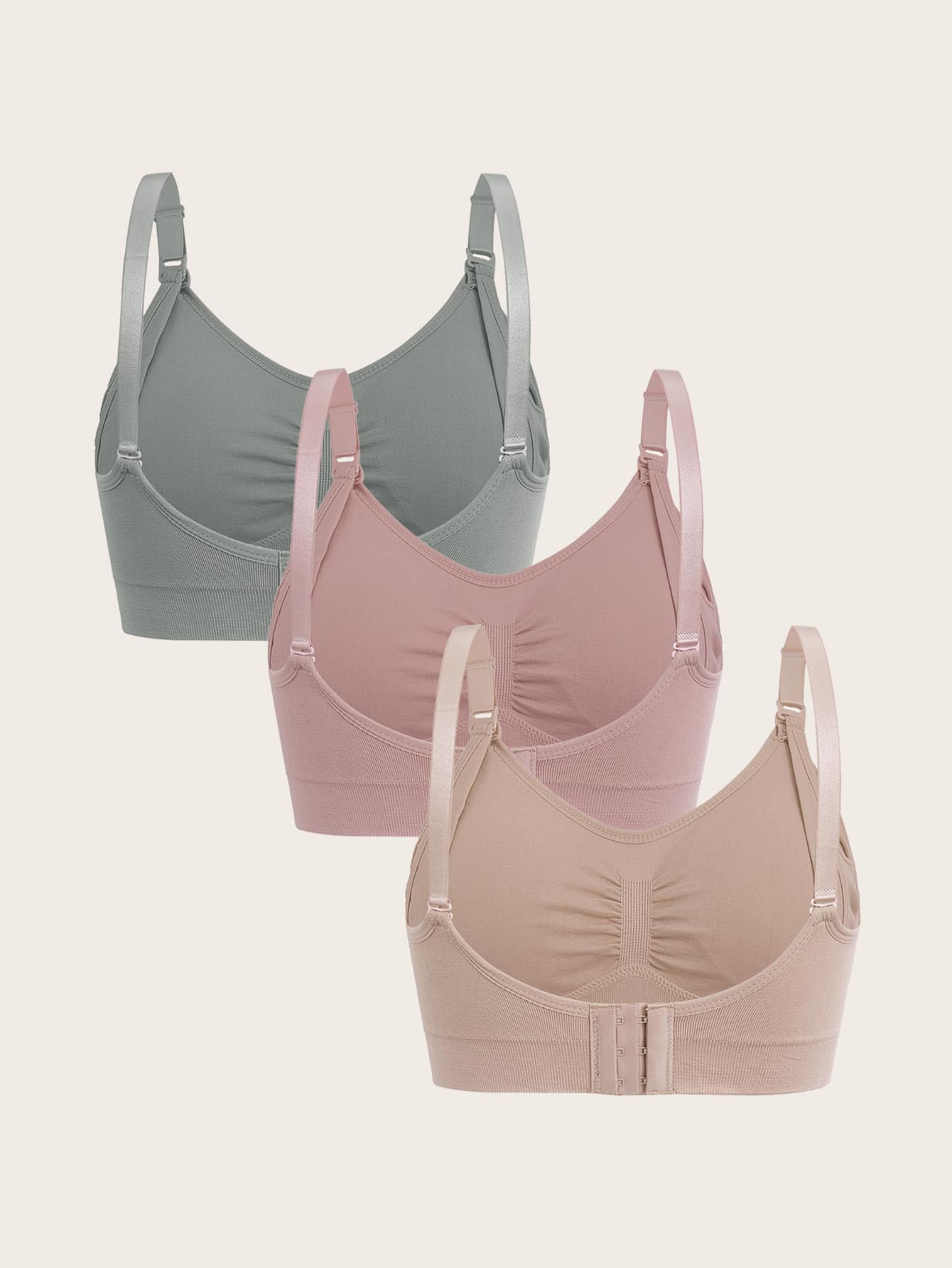 3-Pack Maternity Ruched Nursing Bra Set Women Comfortable Breastfeeding Support Bra Postpartum Lingerie