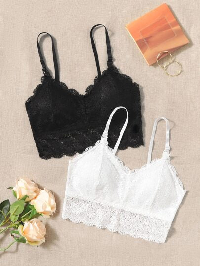 Maternity Bralette Set 2 Pack - Floral Lace Wireless Comfortable Breastfeeding, Nursing Bra