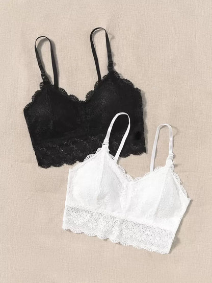 Maternity Bralette 2 Pack - Floral Lace Wireless Lingerie Soft Stretch Nursing, Pregnancy Postpartum