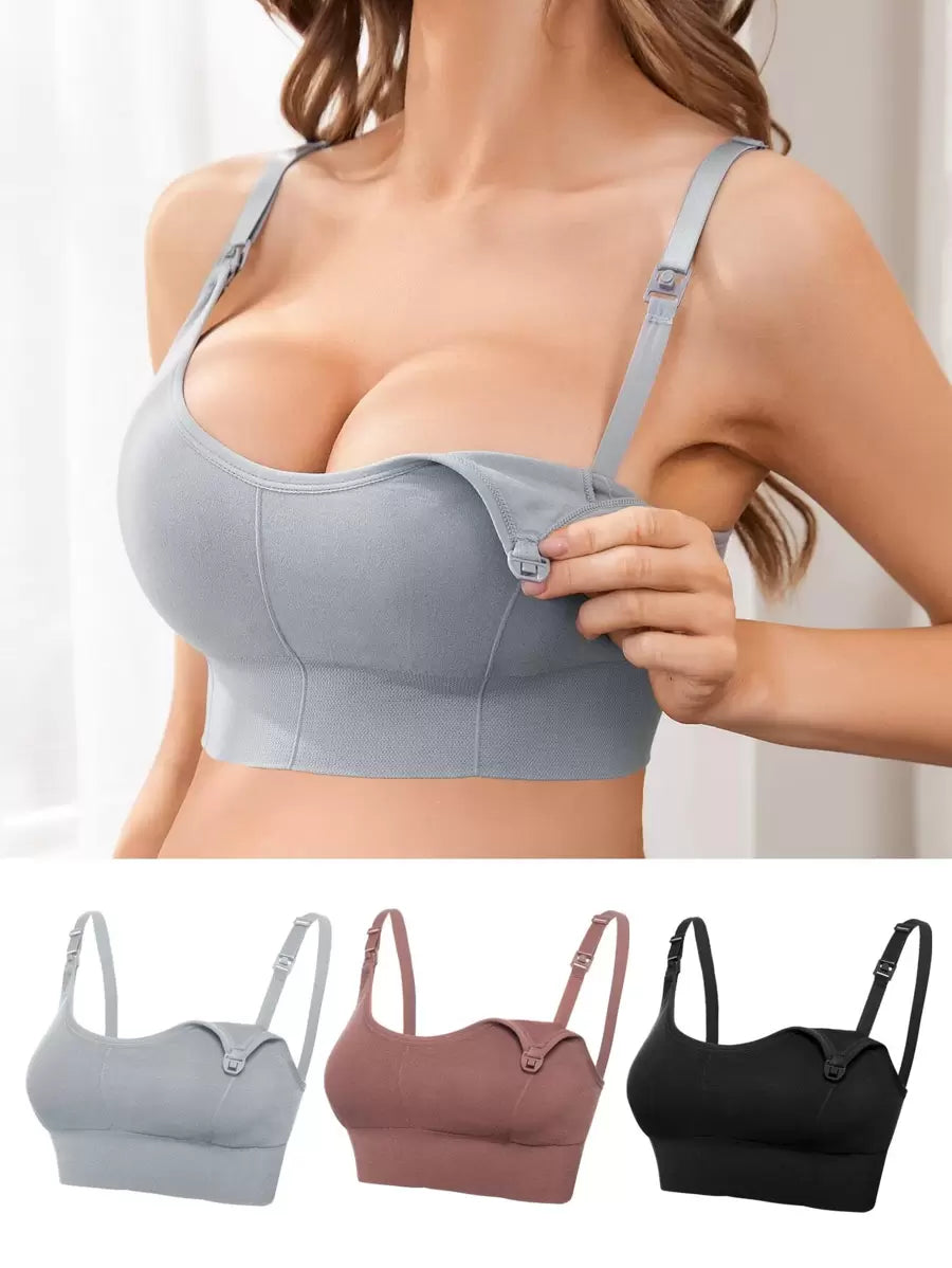 3-Pack Seamless Nursing Bra Set - High Rise Wireless Maternity Bras with Adjustable Straps and Medium Stretch