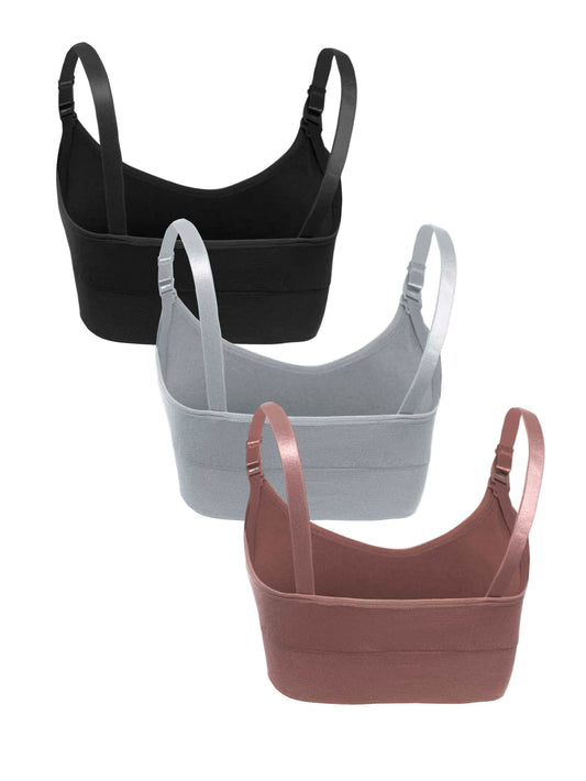 3-Pack Seamless Nursing Bra Set - High Rise Wireless Maternity Bras with Adjustable Straps and Medium Stretch