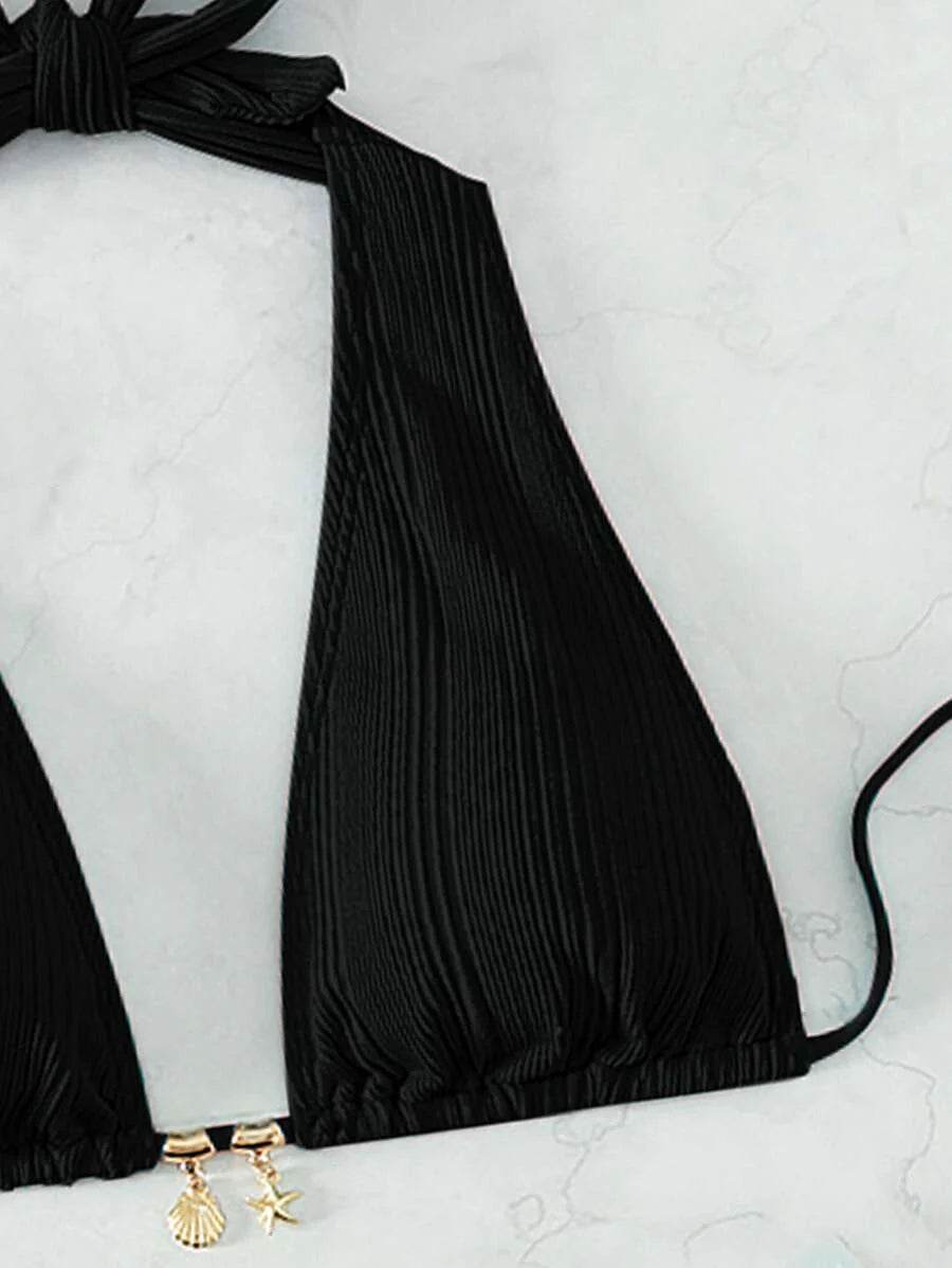 Swim Vcay Swim Suits For Women Summer Beach Chain Linked Halter Triangle Bikini Set