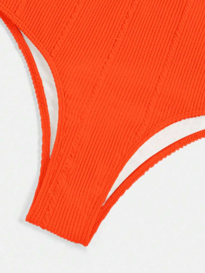 Swim Vcay Summer Beach Textured High Waisted Bikini Set, Bathing Suit