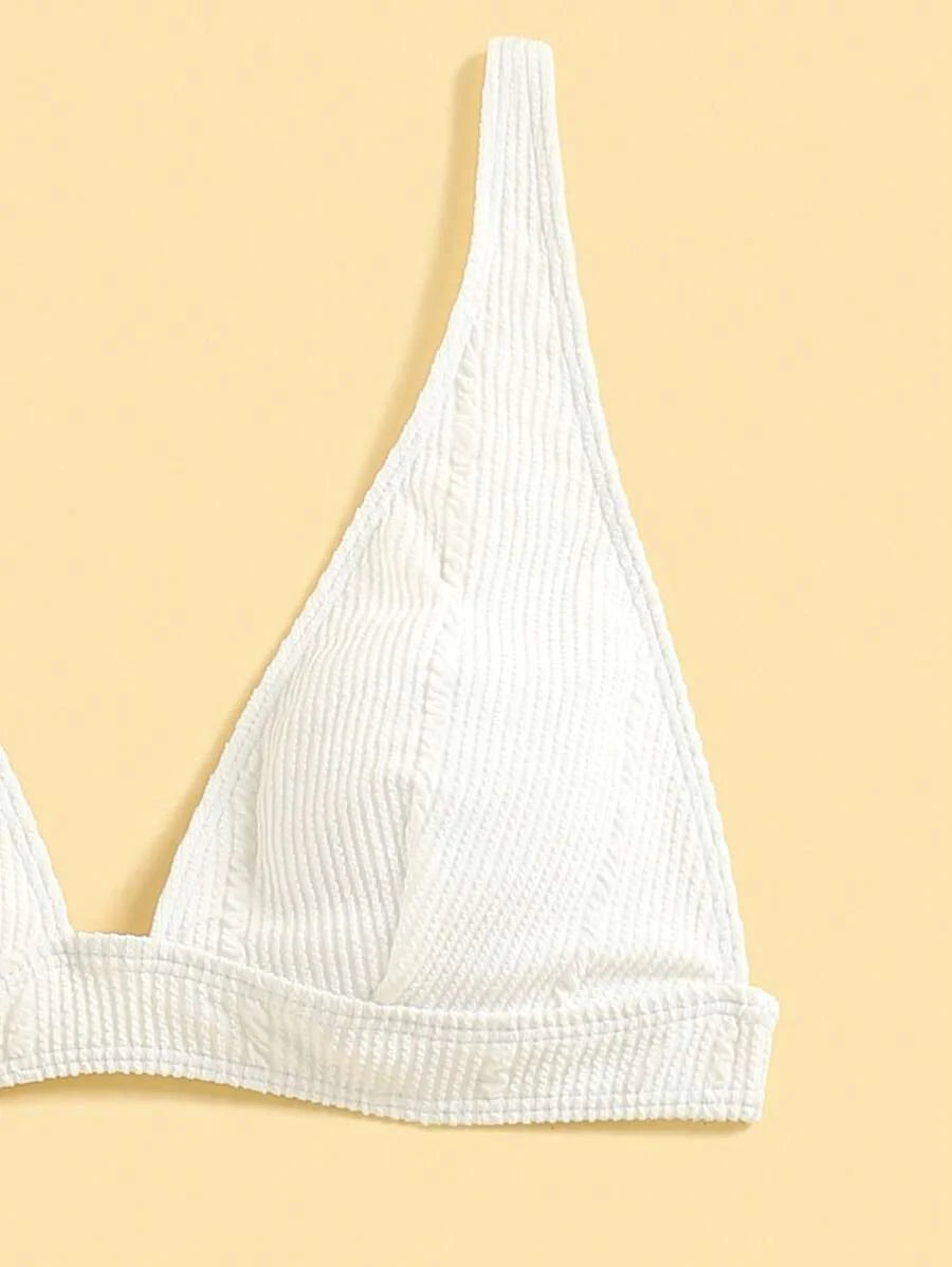 Swim Vcay Summer Beach Textured High Waisted Bikini Set, Bathing Suit