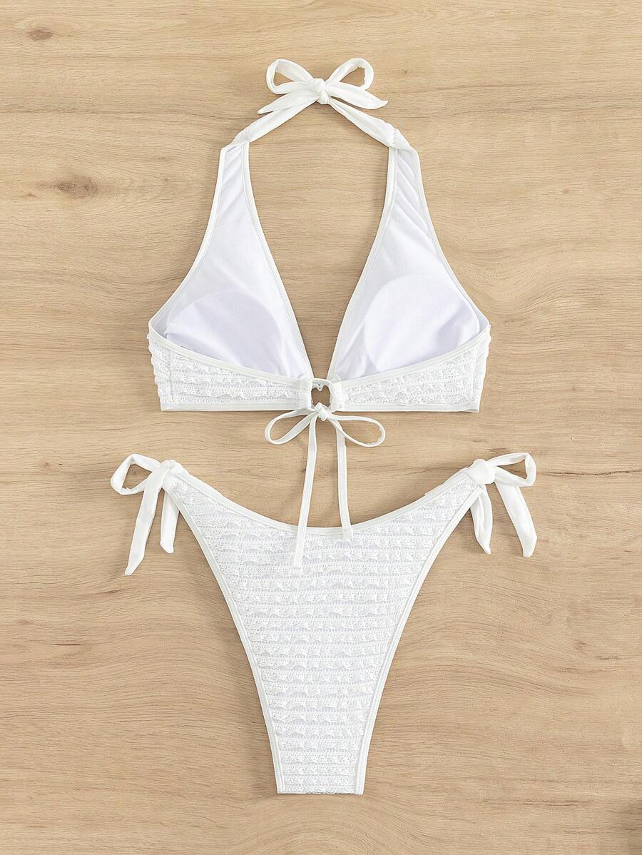 Swim Vcay Heart Ring Linked Halter Bikini Set,Summer Beach