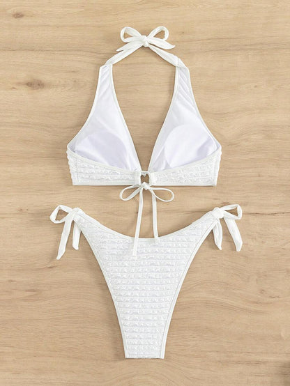 Swim Vcay Heart Ring Linked Halter Bikini Set,Summer Beach
