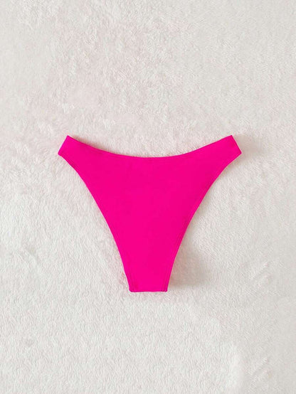 Swim Vcay Summer Beach Plain Ribbed Knit Bikini Bottom