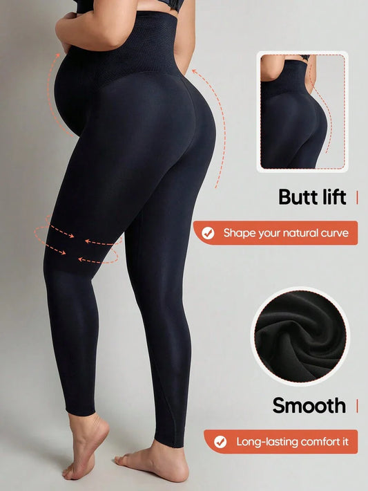 Maternity High Waisted Leggings - Expandable Belly Panel Support (Black)