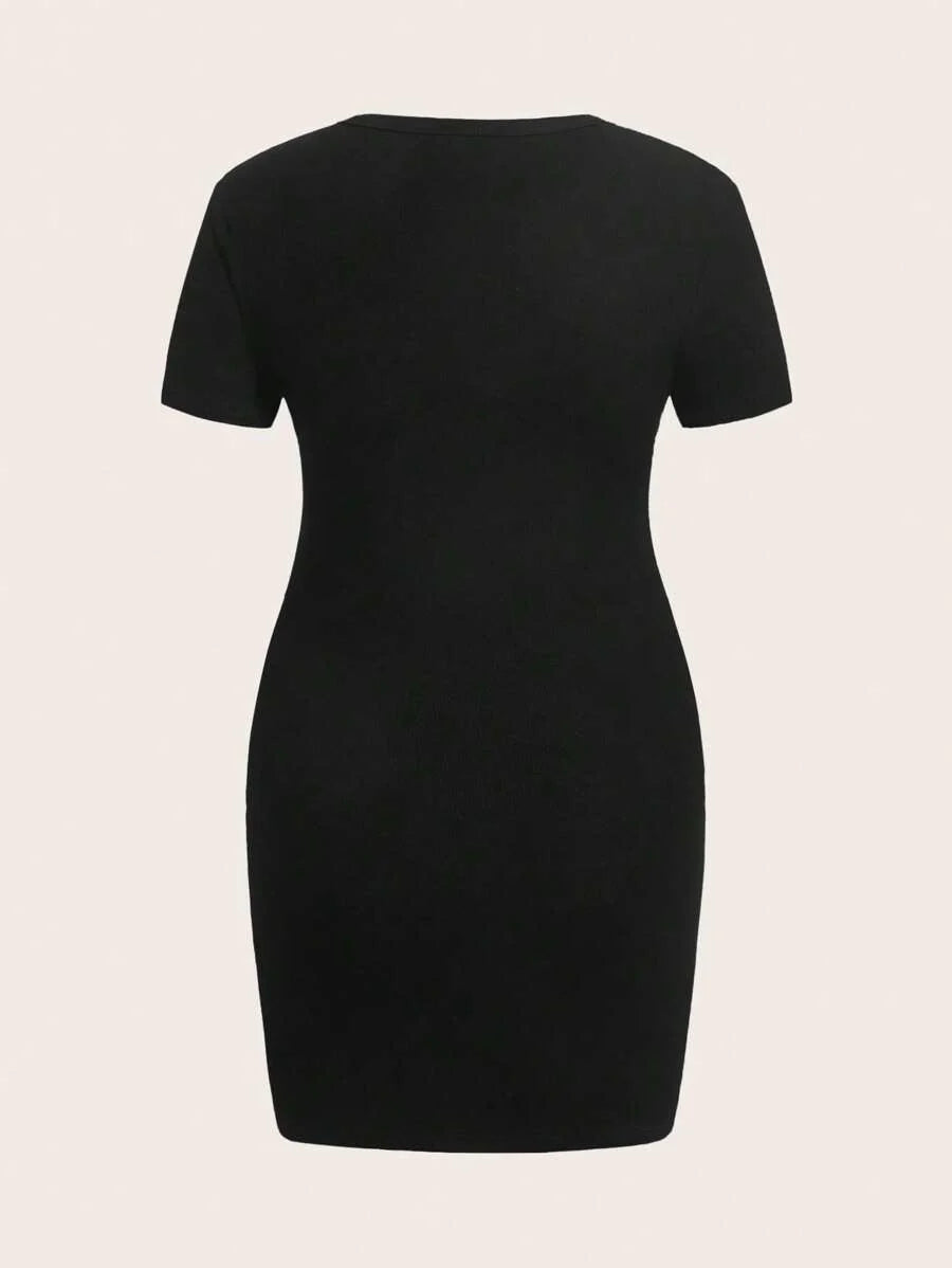 Maternity Round Neck Short Sleeve Rib-Knit Mini Bodycon Dress Slim Fit Breathable Casual Everyday Maternity Outfit