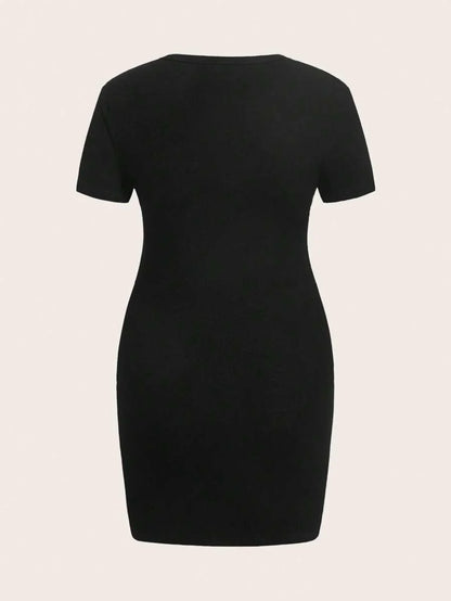 Maternity Round Neck Short Sleeve Rib-Knit Mini Bodycon Dress Slim Fit Breathable Casual Everyday Maternity Outfit