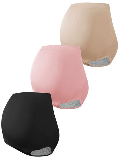 Maternity Underwear 3 Pairs - Nylon Multi Color Triangle Briefs Soft Stretch, Pregnancy Postpartum
