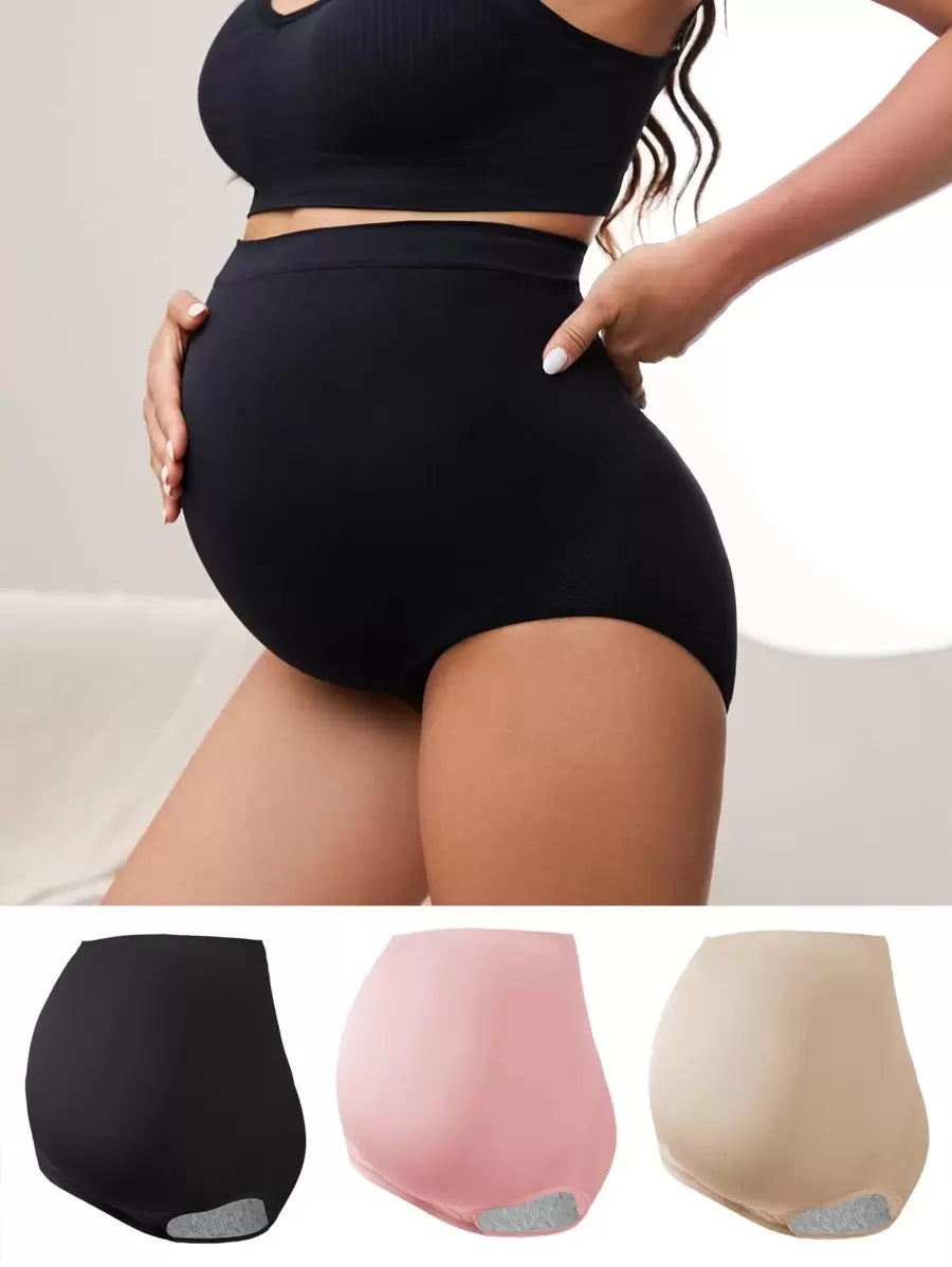 Maternity Underwear 3 Pairs - Nylon Multi Color Triangle Briefs Soft Stretch, Pregnancy Postpartum