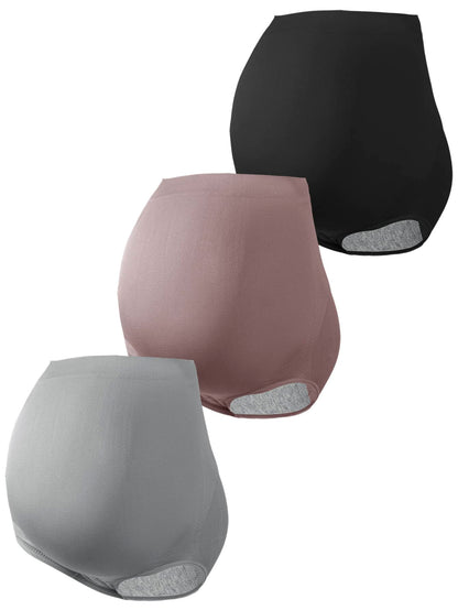 Maternity Underwear 3 Pairs - Nylon Multi Color Triangle Briefs Soft Stretch, Pregnancy Postpartum