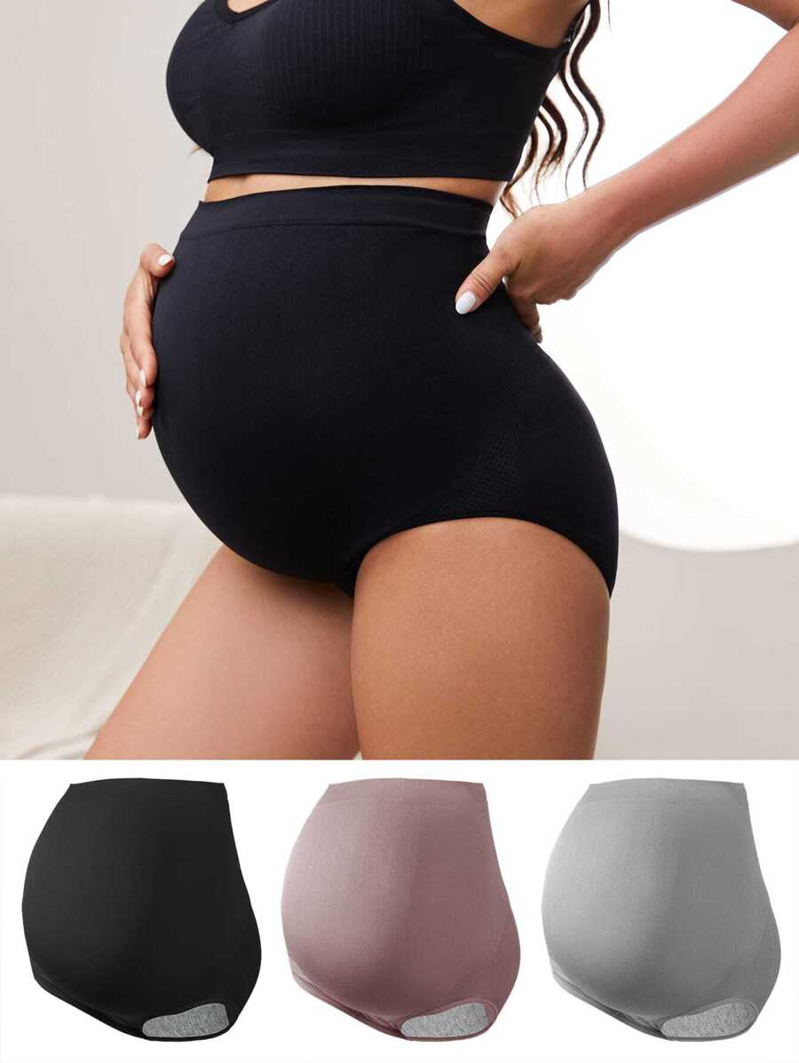 Maternity Underwear 3 Pairs - Nylon Multi Color Triangle Briefs Soft Stretch, Pregnancy Postpartum