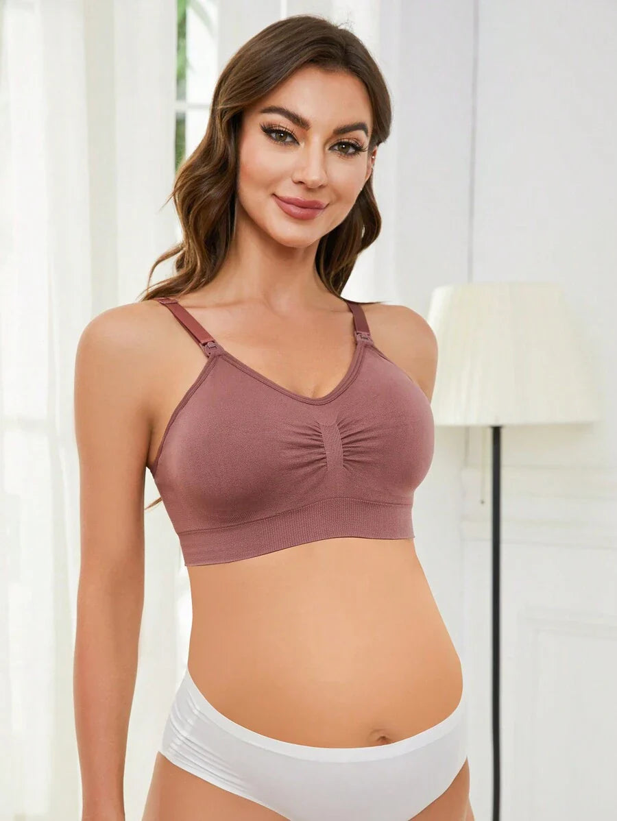 3-Pack Maternity Nursing Bra Set Women Nylon Wireless Front Open Buckle Adjustable Push Up Breastfeeding Bra
