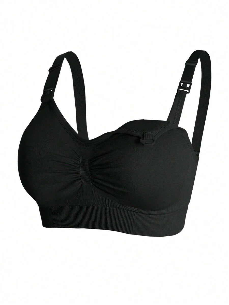 3-Pack Maternity Nursing Bra Set Women Nylon Wireless Front Open Buckle Adjustable Push Up Breastfeeding Bra