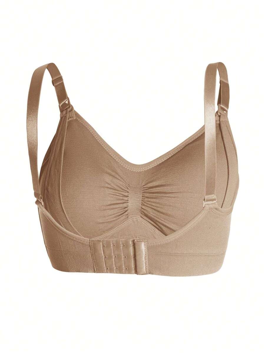 3-Pack Seamless Nursing Bras in Black, Burgundy & Nude, Wireless Maternity Sleep Bra with Front Clasp and Removable Padding