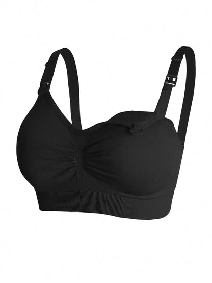 3-Pack Seamless Nursing Bras in Black, Burgundy & Nude, Wireless Maternity Sleep Bra with Front Clasp and Removable Padding