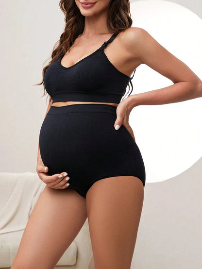 5pcs Maternity Underwear - High Waist Belly Support Shorts for Mid-Late Pregnancy