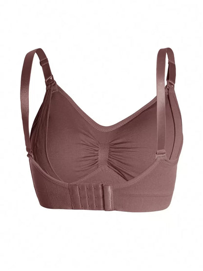 Maternity Nursing Bra Set 5 Pack - Nylon Seamless Front Clasp Wireless Breastfeeding, Pregnancy