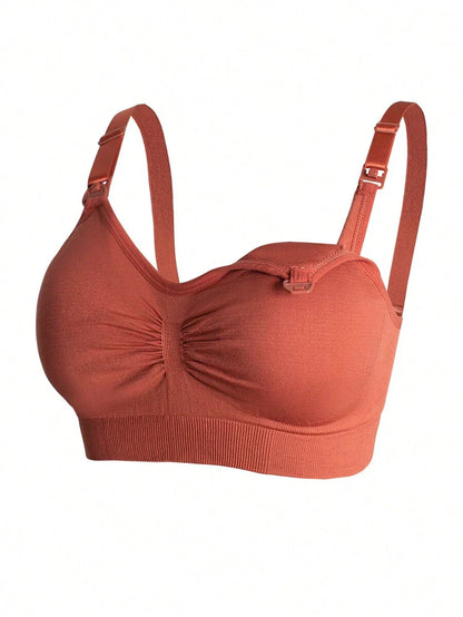 Maternity Nursing Bra Set 5 Pack - Nylon Seamless Front Clasp Wireless Breastfeeding, Pregnancy