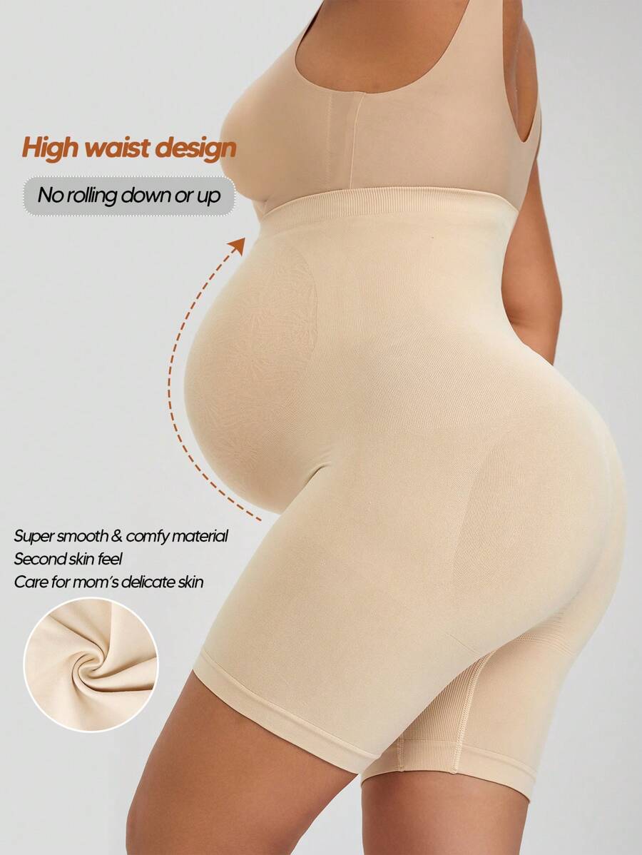 Soft Expandable Panel Maternity Shorts - Pink Seamless High Waist Comfort