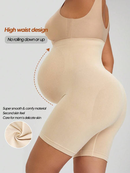 Soft Expandable Panel Maternity Shorts - Pink Seamless High Waist Comfort