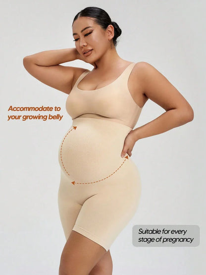 Soft Expandable Panel Maternity Shorts - Pink Seamless High Waist Comfort