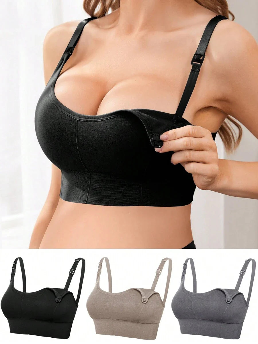 3-Pack Seamless Nursing Bra Set - High Rise Wireless Maternity Bras with Adjustable Straps and Medium Stretch