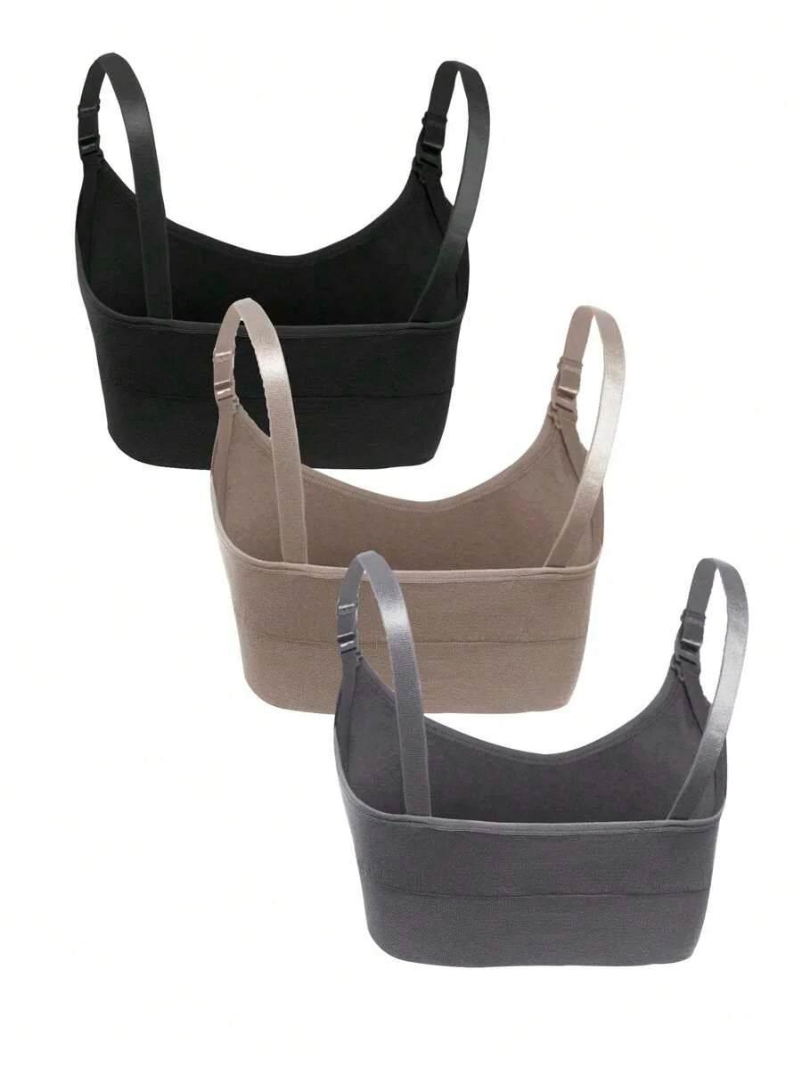 3-Pack Seamless Nursing Bra Set - High Rise Wireless Maternity Bras with Adjustable Straps and Medium Stretch