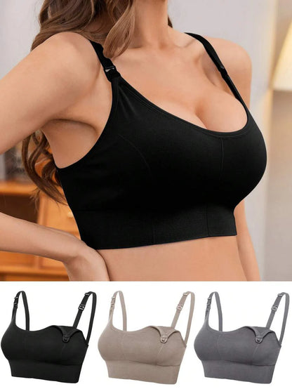 3-Pack Seamless Nursing Bra Set - High Rise Wireless Maternity Bras with Adjustable Straps and Medium Stretch