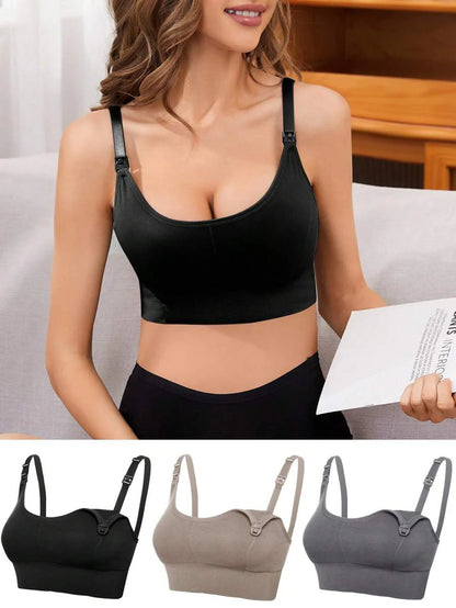 3-Pack Seamless Nursing Bra Set - High Rise Wireless Maternity Bras with Adjustable Straps and Medium Stretch