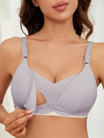 Maternity Nursing Bra Women Solid Color Comfortable Wireless Breastfeeding Support Bra 1pc