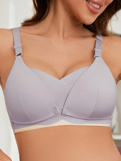 Maternity Nursing Bra Women Solid Color Comfortable Wireless Breastfeeding Support Bra 1pc