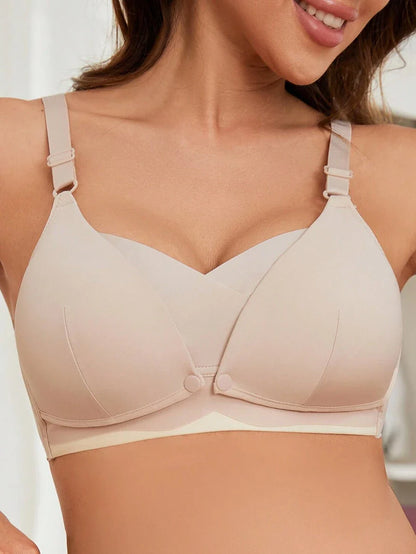 Mauve Purple Maternity Nursing Bralette Wireless High Rise Support Bra with Cut Out Detail and Adjustable Straps for Daily Wear