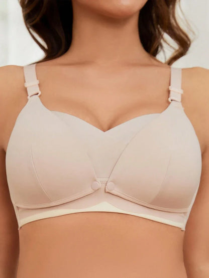 Maternity Nursing Bra Women Solid Color Comfortable Wireless Breastfeeding Support Bra 1pc