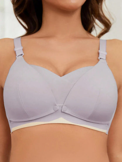 Mauve Purple Maternity Nursing Bralette Wireless High Rise Support Bra with Cut Out Detail and Adjustable Straps for Daily Wear